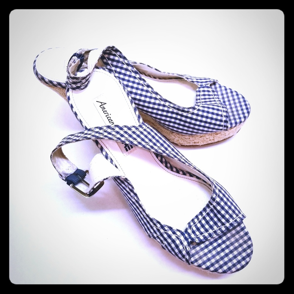 Espadrille American Eagle 8.5 Blue and White Check